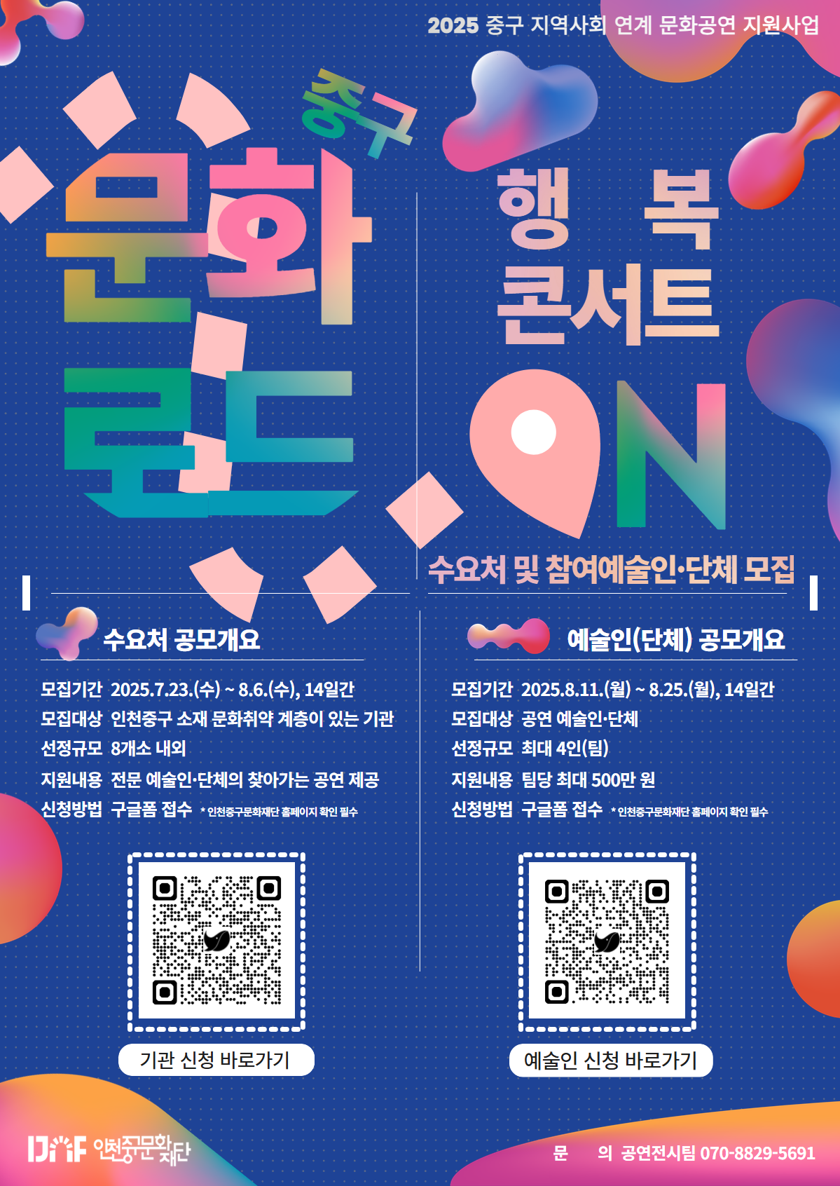 2025년 지역사회 연계 문화공연 지원사업 모집 공고 포스터